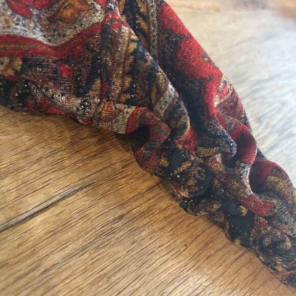 Vintage 90s Boho Glitter Velour Paisley Tapestry Slouch Bag Witchy Gypsy - Picture 6 of 8